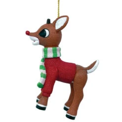Rudolph Wearing Red Sweater Ornament -Christmas Decoration 019763 Rudolph In Red Sweater Ornament 2 21540.1659013907