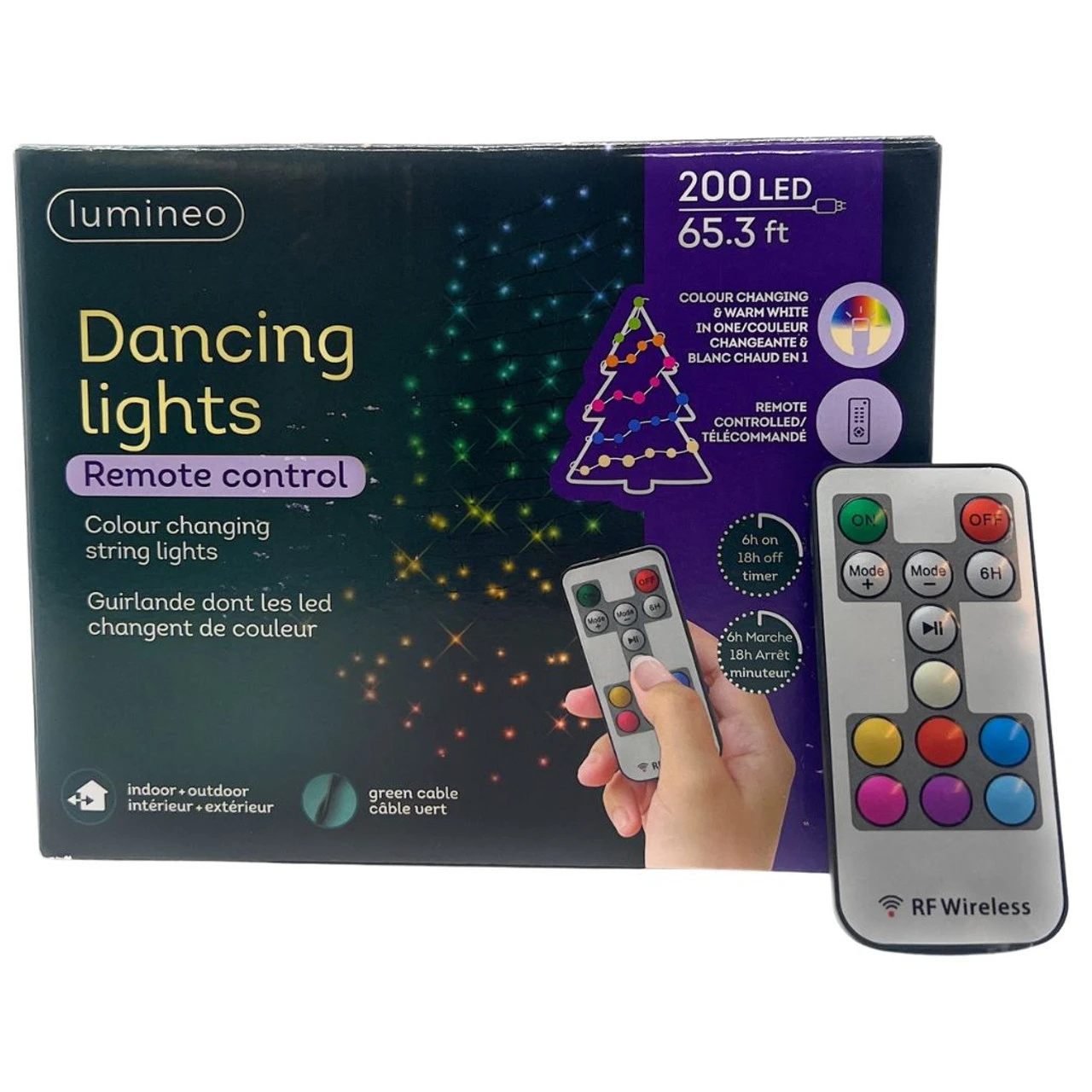 Lumineo 200 LED Color Changing Dancing Lights Green Wire