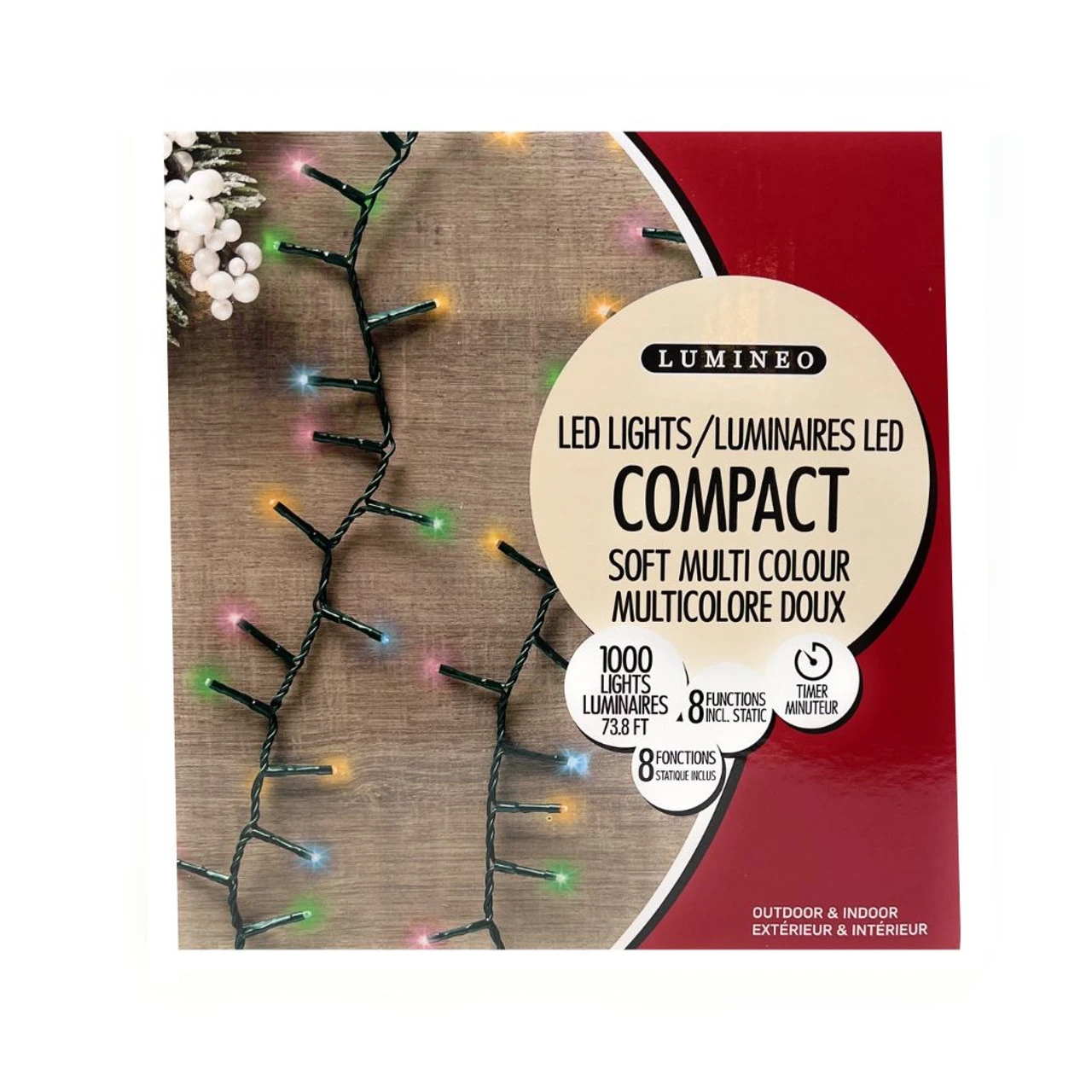 Lumineo 1000 LED Compact Soft Multi Color Lights Green Wire