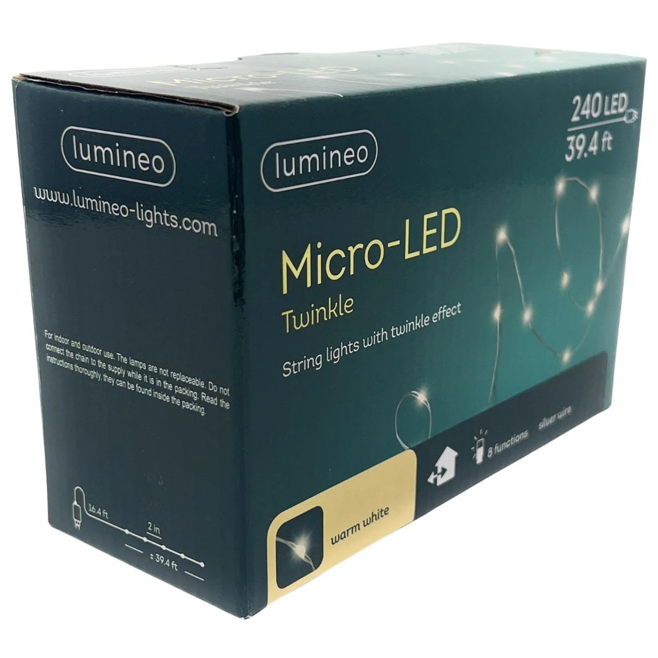 Lumineo 240 Micro-LED Warm White Twinkle Lights Silver Wire 5 Lumineo 240 Micro-LED Warm White Twinkle Lights Silver Wire - Image 3