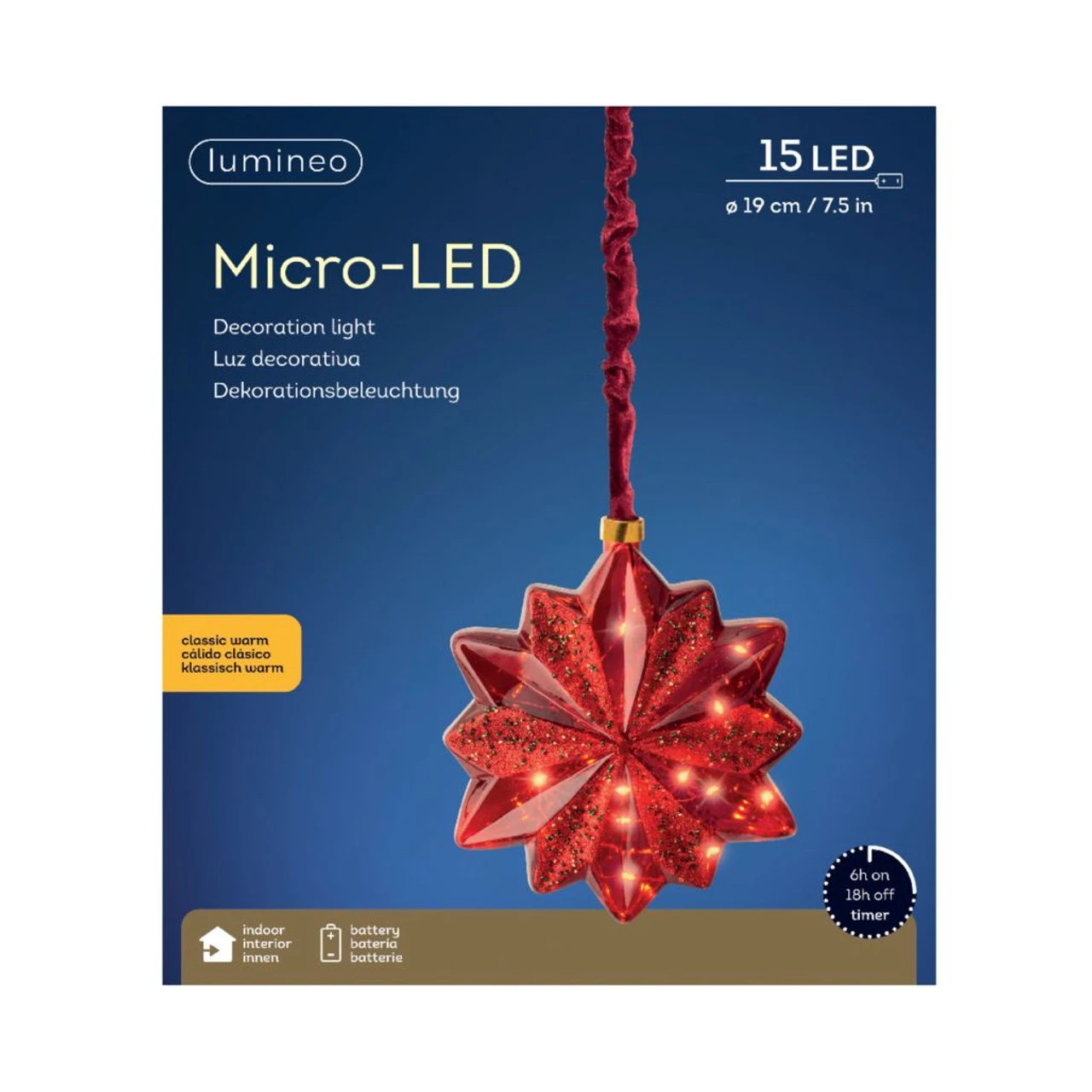 Lumineo Micro LED Red Glass 12 Pointed Star 3 Lumineo Micro LED Red Glass 12 Pointed Star