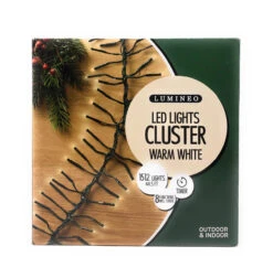 Lumineo 1512 LED Warm White Cluster Lights Green Wire