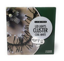 Lumineo 1512 LED Cool White Cluster Lights Green Wire