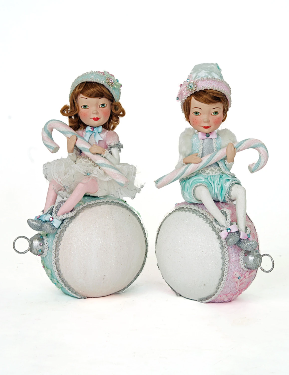 Katherine's Collection Frost And Tenderness Christmas Elves On Ornaments Set Of 2 28-228677 3 Katherine's Collection Frost And Tenderness Christmas Elves On Ornaments Set Of 2 28-228677