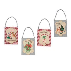 Raz 9.5" Set Of 4 Vintage Inspired Postcard With Tinsel Christmas Ornament 4216149 5 Raz 9.5" Set Of 4 Vintage Inspired Postcard With Tinsel Christmas Ornament 4216149 -Christmas Decoration 4216149 08604.1648658206