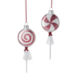 Raz 7.5" Wrapped Peppermint Lollipop Glass Christmas Ornament 4220863