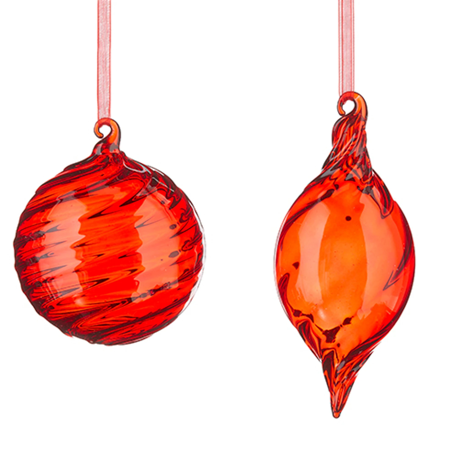 Raz 3.5" Red Swirl Glass Christmas Ornament 4224609 3 Raz 3.5" Red Swirl Glass Christmas Ornament 4224609