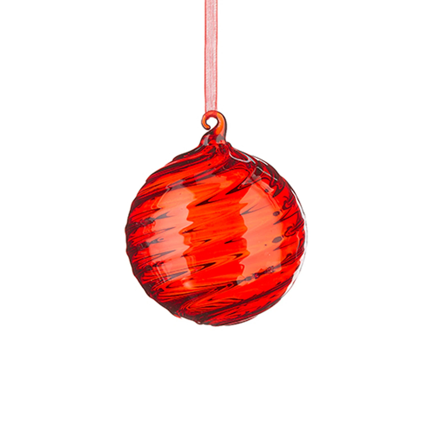 Raz 3.5" Red Swirl Glass Christmas Ornament 4224609 4 Raz 3.5" Red Swirl Glass Christmas Ornament 4224609 - Image 2