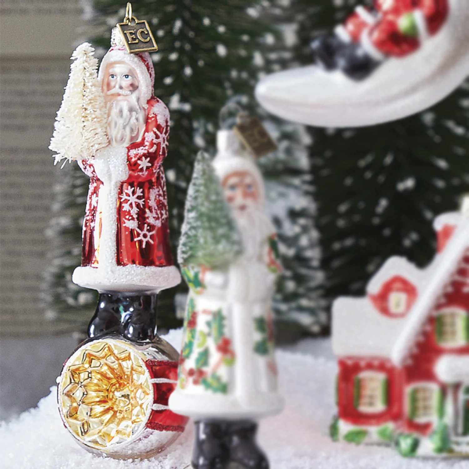 Raz Eric Cortina 6.5" Elegant Snowflake Santa With Reflector Glass Christmas Ornament 4253162 3 Raz Eric Cortina 6.5" Elegant Snowflake Santa With Reflector Glass Christmas Ornament 4253162