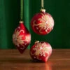 Raz 4" Red And Gold Holly Glass Christmas Ornament 4322839 -Christmas Decoration 4322839 33116.1684247100