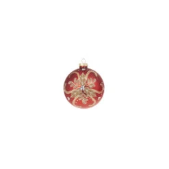 Raz 4" Red And Gold Holly Glass Christmas Ornament 4322839 -Christmas Decoration 4322839a 71658.1684247107