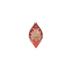 Raz 4" Red And Gold Holly Glass Christmas Ornament 4322839 -Christmas Decoration 4322839b 05937.1684247115
