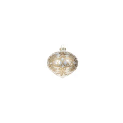 Raz 4" White And Gold Embellished Glass Christmas Ornament 4322842 -Christmas Decoration 4322842c 60074.1684249108