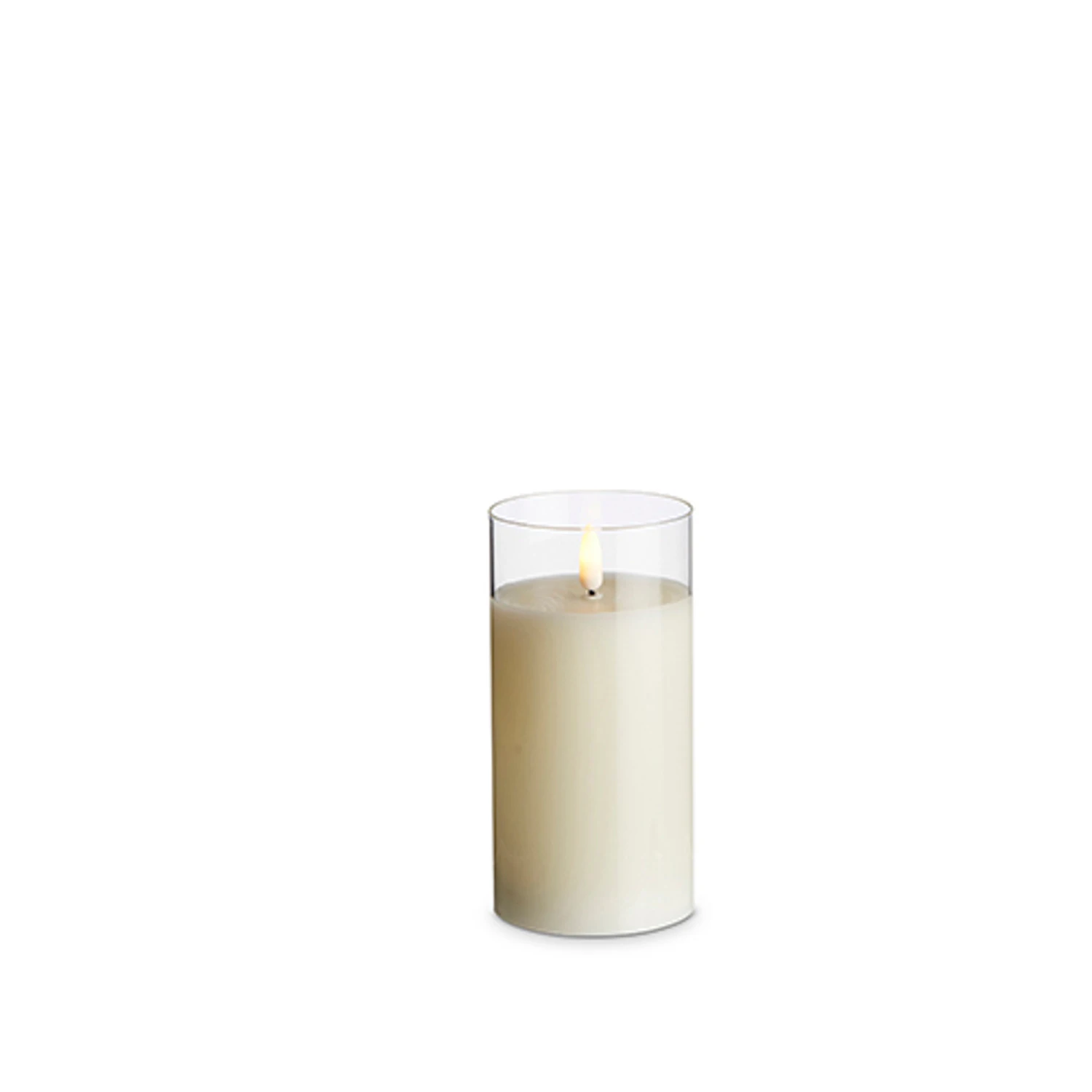 Uyuni Moving Flame Clear Glass Ivory Pillar Battery Candle 5 Uyuni Moving Flame Clear Glass Ivory Pillar Battery Candle - Image 3