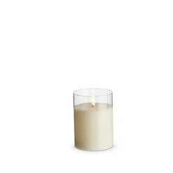 Uyuni 3.5" X 4",5", Or 6" Moving Flame Clear Glass Ivory Pillar Battery Candle -Christmas Decoration 4324026 90693.1686849992