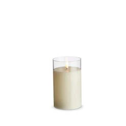 Uyuni 3.5" X 4",5", Or 6" Moving Flame Clear Glass Ivory Pillar Battery Candle -Christmas Decoration 4324027 26881.1686849989