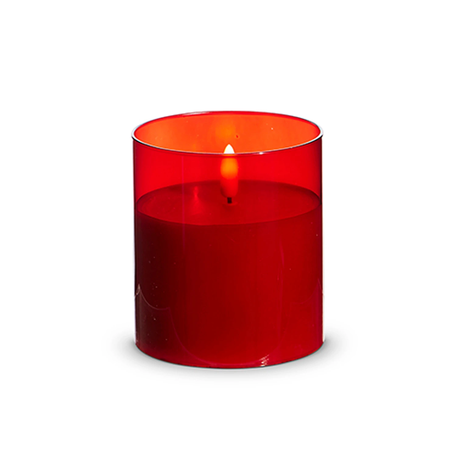 Uyuni Moving Flame Red Glass Ivory Pillar Battery Candle 4 Uyuni Moving Flame Red Glass Ivory Pillar Battery Candle - Image 2