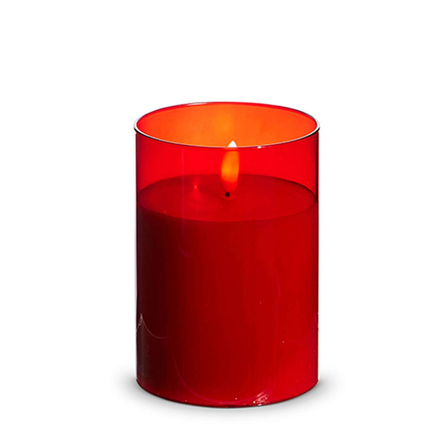 Uyuni Moving Flame Red Glass Ivory Pillar Battery Candle 5 Uyuni Moving Flame Red Glass Ivory Pillar Battery Candle - Image 3