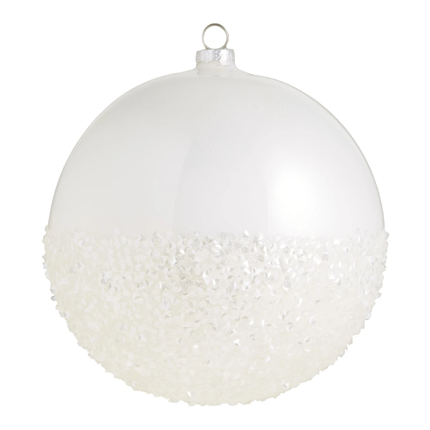 Raz 6" Half Glittered Ball Glass Christmas Ornament 4324502 3 Raz 6" Half Glittered Ball Glass Christmas Ornament 4324502