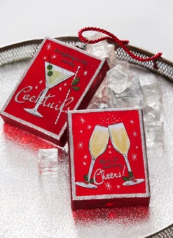 Raz 5" Holiday Cheers And Cocktail Glass Christmas Ornament 4324526