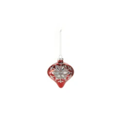 Raz 4" Red Jeweled Snowflake Glass Christmas Ornament 4324540 -Christmas Decoration 4324540a 45803.1684861715