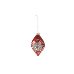 Raz 4" Red Jeweled Snowflake Glass Christmas Ornament 4324540 -Christmas Decoration 4324540b 28538.1684861719