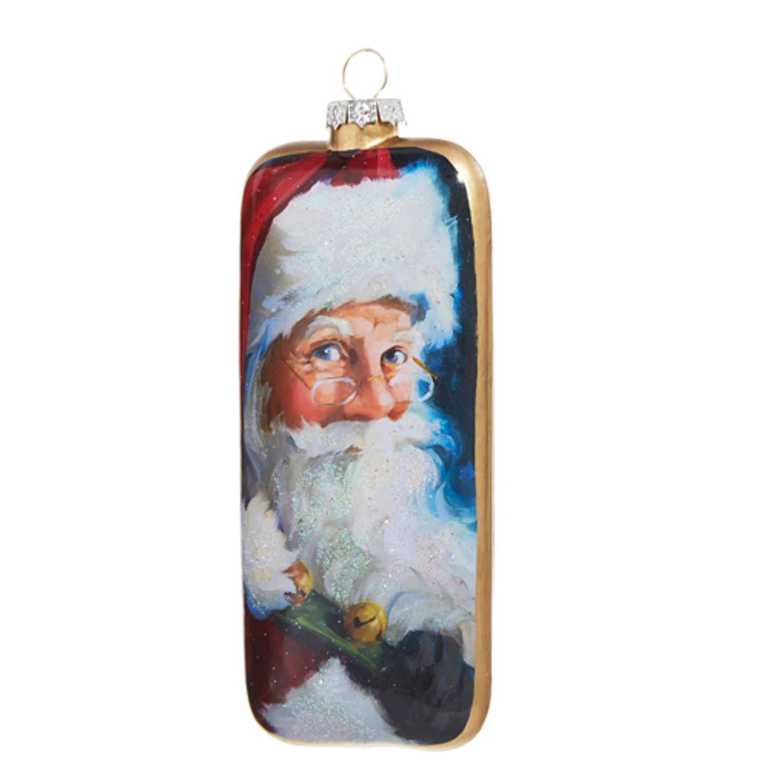 Raz 6" Santa Portrait Glass Christmas Ornament 4324617 4 Raz 6" Santa Portrait Glass Christmas Ornament 4324617 - Image 2