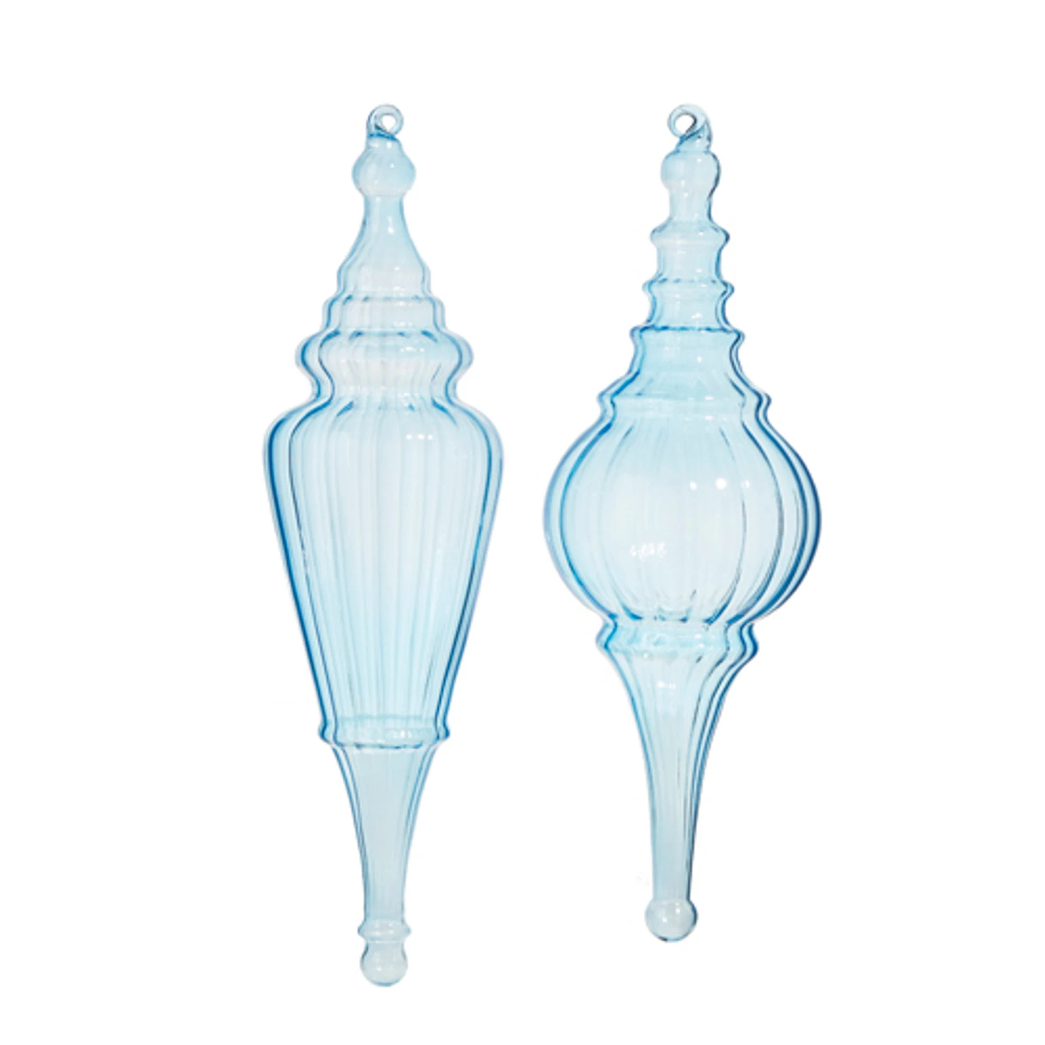 Raz 15.5" Large Light Blue Finial Glass Christmas Ornament 4324620 4 Raz 15.5" Large Light Blue Finial Glass Christmas Ornament 4324620 - Image 2