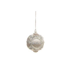 Raz 4" Silver Or Ivory Jewel And Wrapped Thread Ball Christmas Ornament 4327325 -Christmas Decoration 4327325a 84065.1685026683