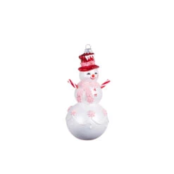 Raz 6.25" Peppermint Snowman Glass Christmas Ornament 4352876 -Christmas Decoration 4352876a 15836.1685475138