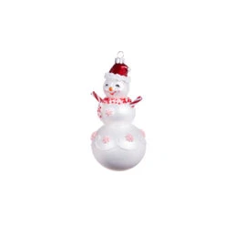 Raz 6.25" Peppermint Snowman Glass Christmas Ornament 4352876 -Christmas Decoration 4352876b 54402.1685475141
