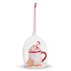 Raz 4" Peppermint Drink Cloche Glass Christmas Ornament 4352877