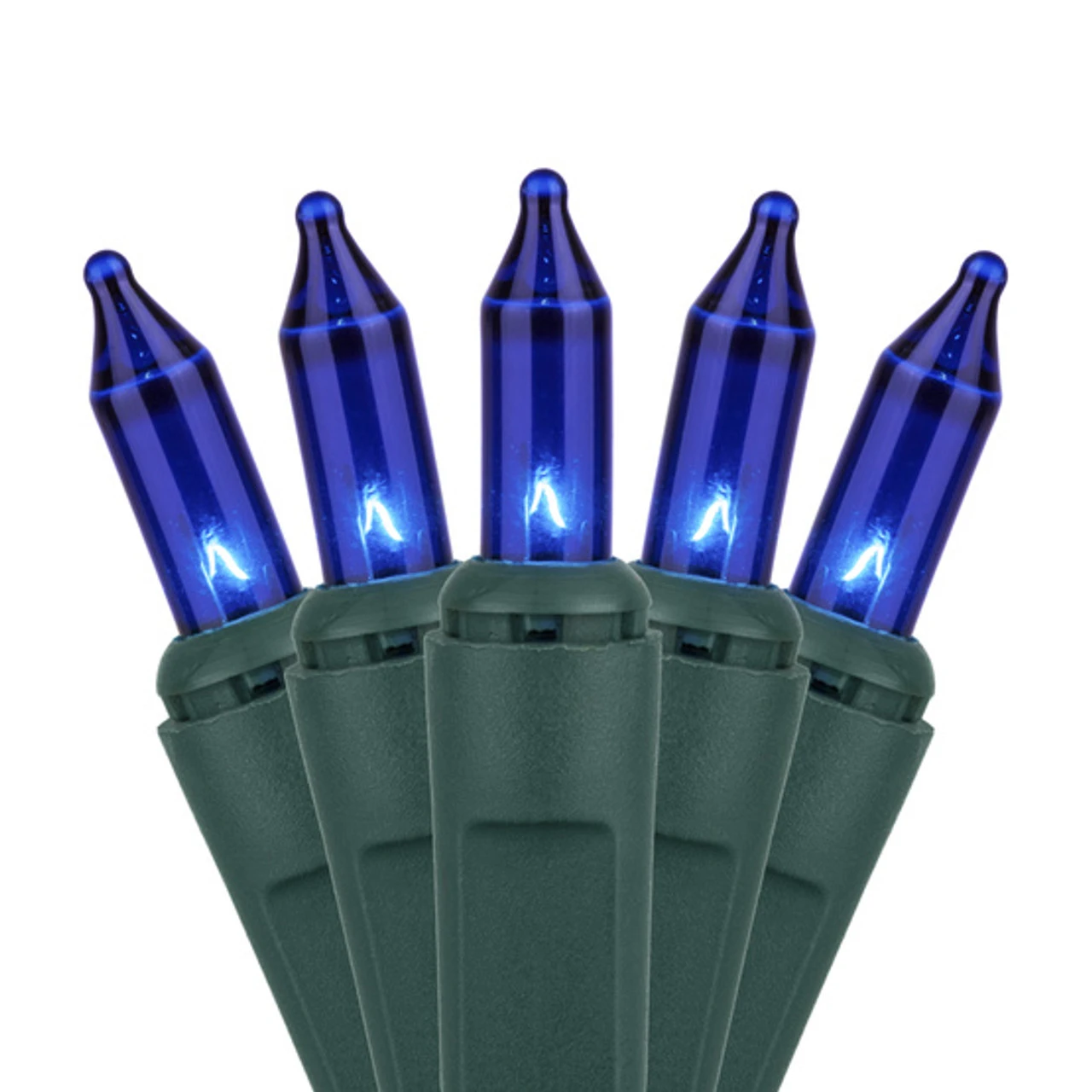 50 LED Blue Incandescent Style Lights Green Wire 3 50 LED Blue Incandescent Style Lights Green Wire