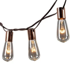 10 Incandescent Bulbs Brown Wire String Light Set