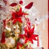 Raz 26" Red Tinsel Edge Poinsettia Stem Christmas Tree Accessory F4322742 -Christmas Decoration F4322742 edit 39365.1686749395