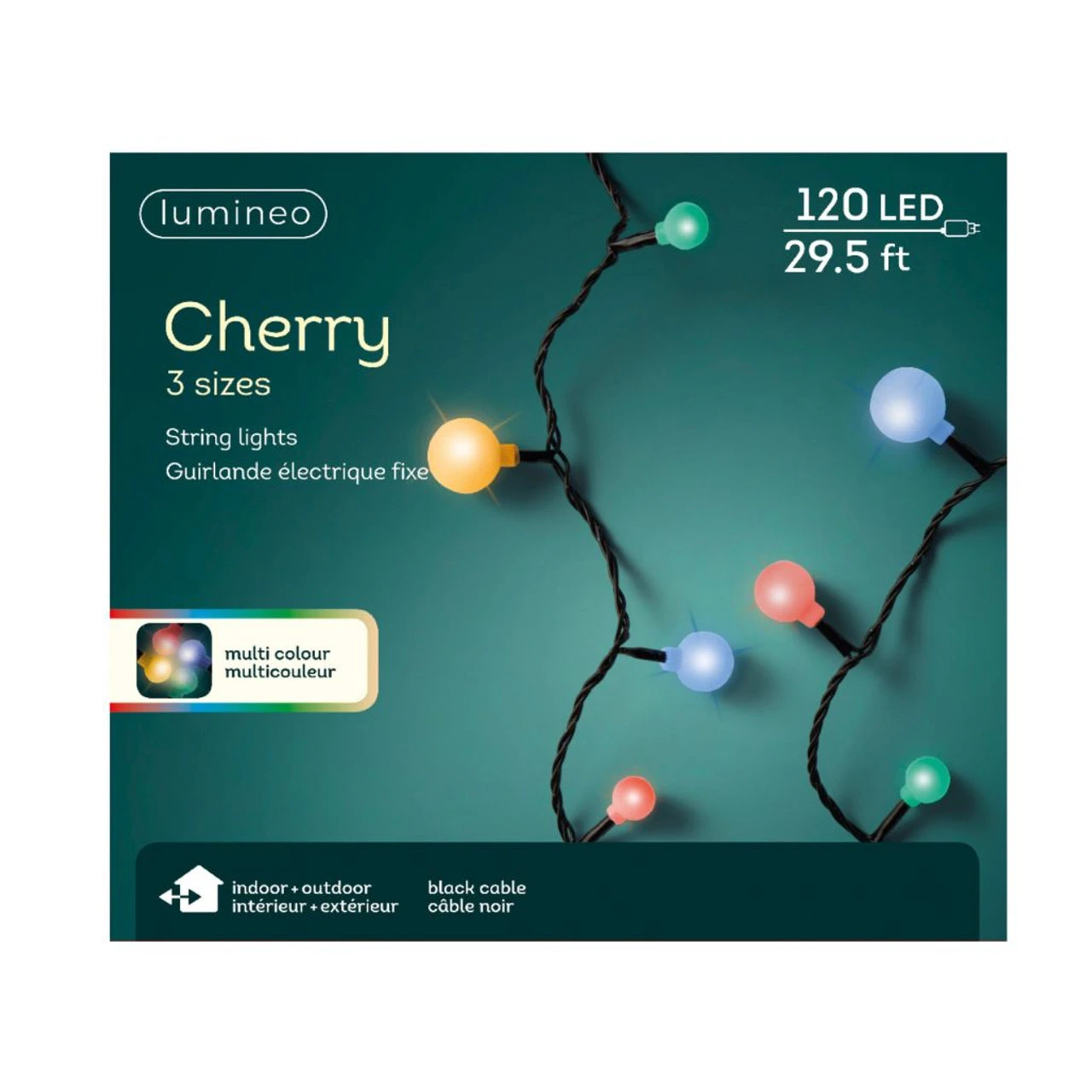 Lumineo 120 LED Multi Color Cherry Lights Black Wire 2 Lumineo 120 LED Multi Color Cherry Lights Black Wire