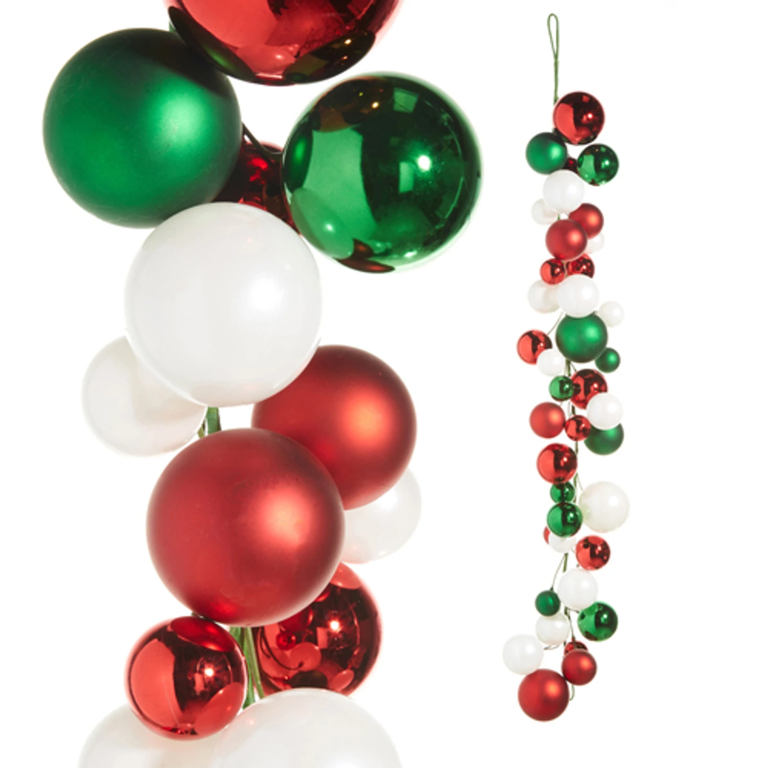 Raz 4' Red, Green, And White Ball Garland G4332703 3 Raz 4' Red, Green, And White Ball Garland G4332703