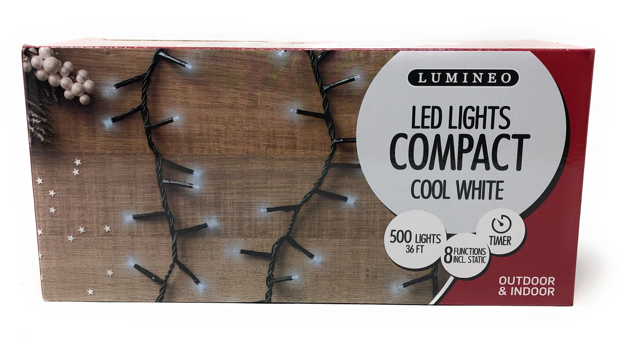 Lumineo 500 LED Cool White Compact Lights Green Wire