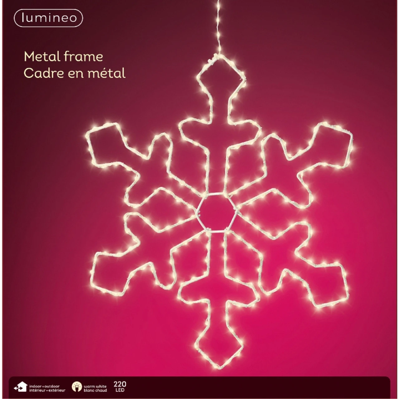 Lumineo 220 LED Warm White Metal Frame Snowflake 3 Lumineo 220 LED Warm White Metal Frame Snowflake