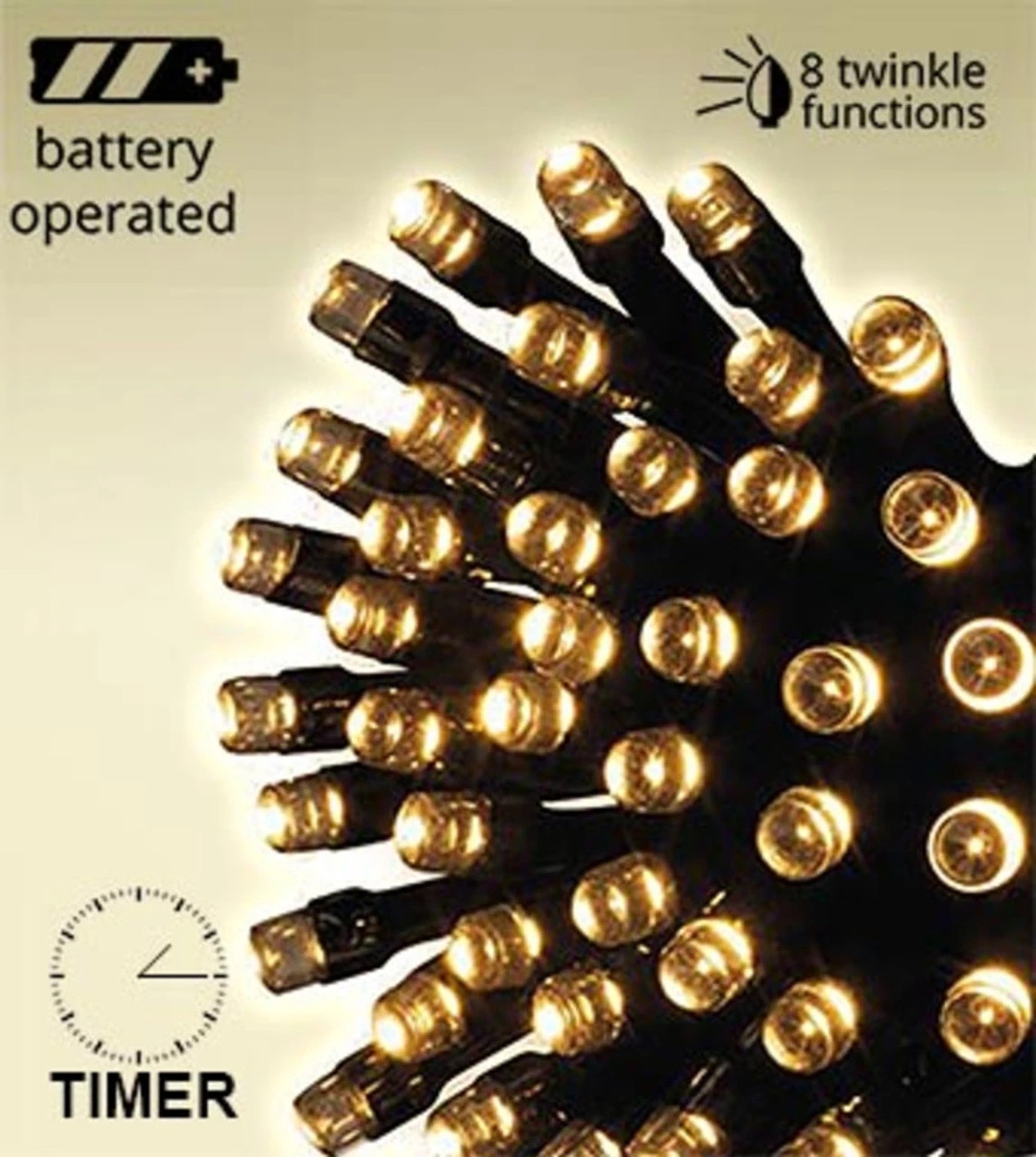 Lumineo 48 LED Warm White Twinkle Lights Black Wire - Image 2