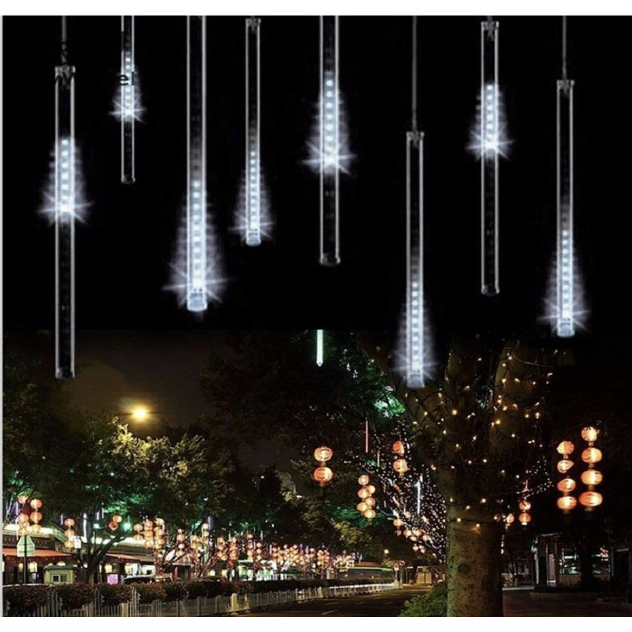 Kurt Adler Meteor Shower Snowfall Light 5 Tube Set, 90 Cool White LED Lights 4 Kurt Adler Meteor Shower Snowfall Light 5 Tube Set, 90 Cool White LED Lights - Image 2