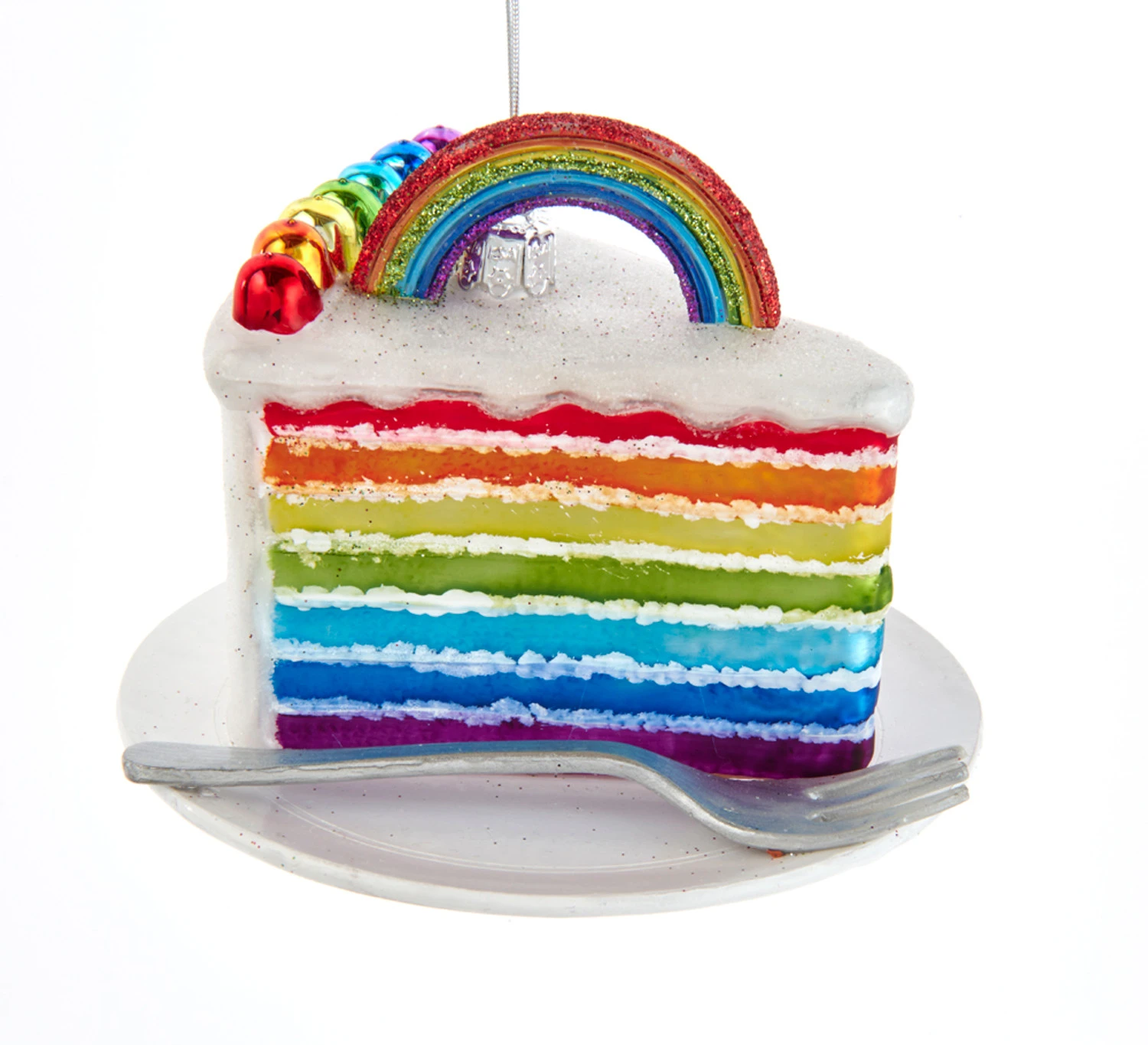 Kurt Adler 4.5" Noble Gems Rainbow Cake Slice Glass Christmas Ornament NBX0071 3 Kurt Adler 4.5" Noble Gems Rainbow Cake Slice Glass Christmas Ornament NBX0071