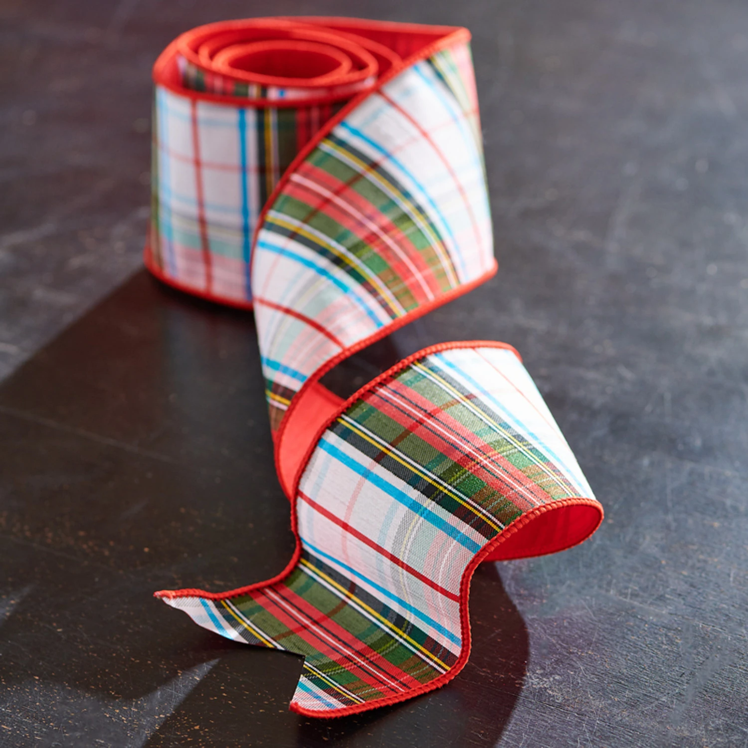 Raz 4" Plaid Wired Christmas Ribbon R4227731 3 Raz 4" Plaid Wired Christmas Ribbon R4227731