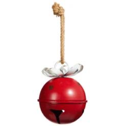 Red Distressed Iron Christmas Jingle Bell Ornament