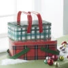 Raz 10.5" Set Of 2 Metal Plaid Handled Picnic Basket Christmas Decoration 4111234 -Christmas Decoration apibetvie 64179.1646091890