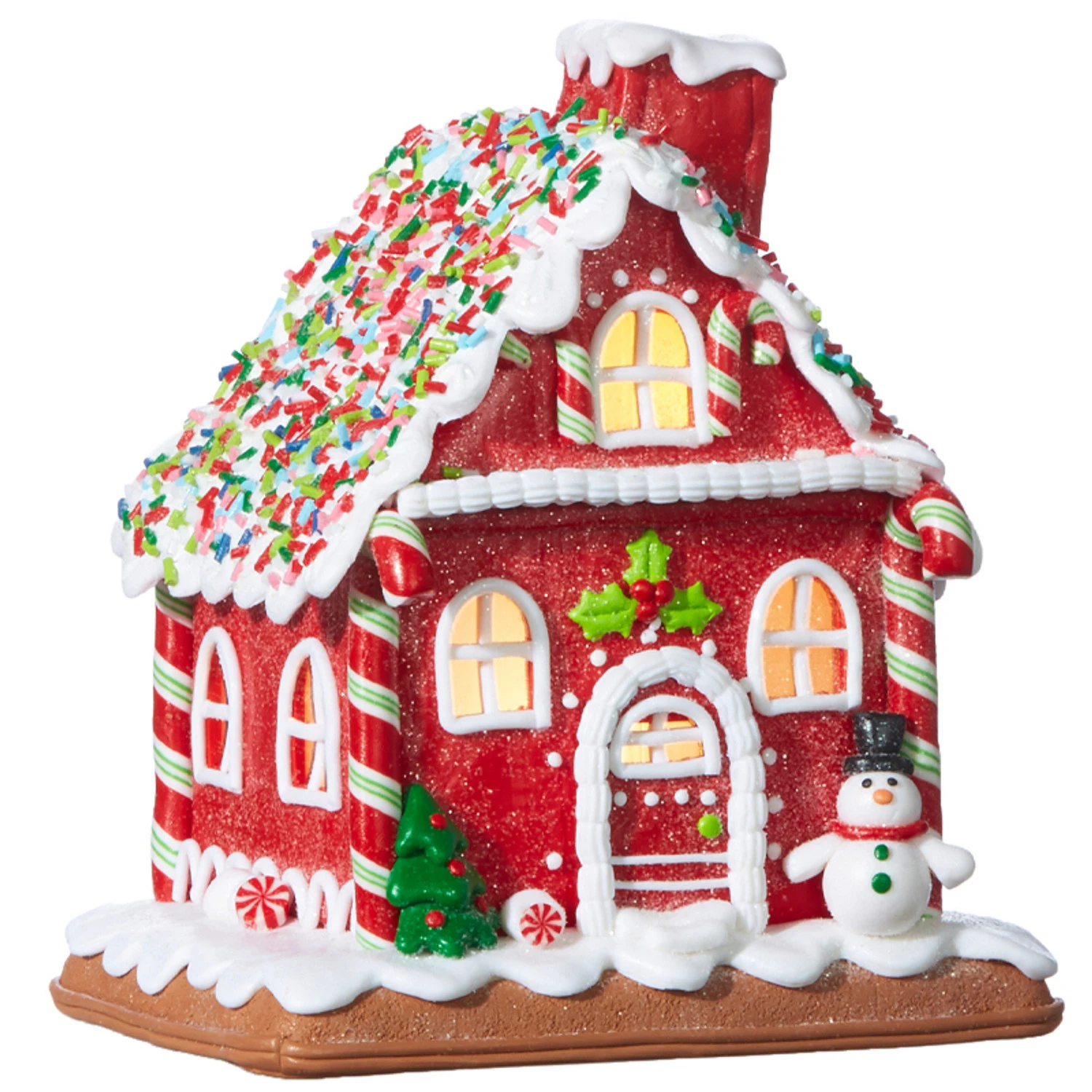 Raz 7.25" Battery Operated LED Lighted Claydough Gingerbread House Christmas Figure 4016097 5 Raz 7.25" Battery Operated LED Lighted Claydough Gingerbread House Christmas Figure 4016097 - Image 3