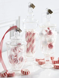Raz Eric Cortina Clear Glass Peppermint Candy Jar Glass Christmas Ornament