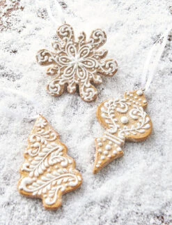 Raz Set Of 3 White Icing Gingerbread Cookies Christmas Ornaments 4110246