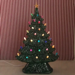 Large Flat Ceramic Lighted Window Or Mantel Christmas Tree 19" -Christmas Decoration apidifdk4 54253.1646091896
