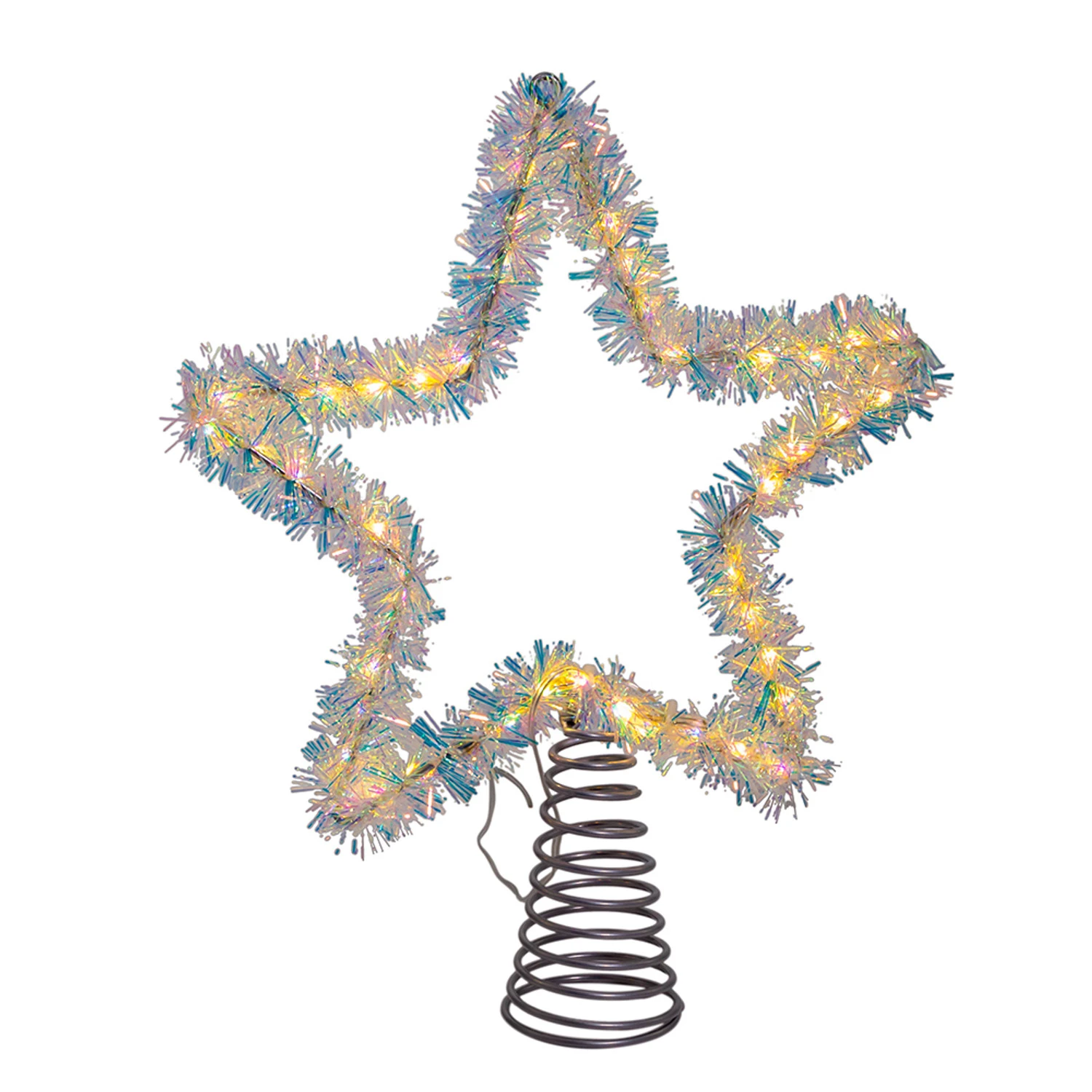 Kurt Adler 12.2" LED Lighted Warm White Silver Tinsel Star Christmas Tree Topper AD1022WW 12 Kurt Adler 12.2" LED Lighted Warm White Silver Tinsel Star Christmas Tree Topper AD1022WW - Image 10